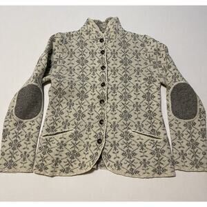 Sundance Cardigan Women’s PS Wool/Rayon Knitting Snowflake Patch Elbows
